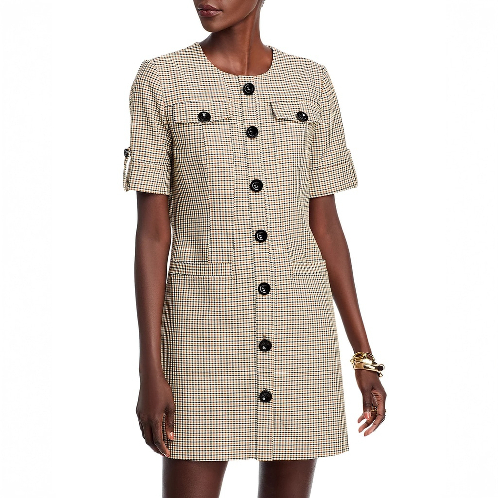 NWT TOCCIN Gale Plaid Dress Mini Button Front $545 - Size 14 - XL